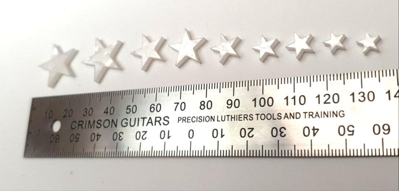 Inlay Set - Star Shape - Mother of Pearl - Set of 9 - Showing Sizes