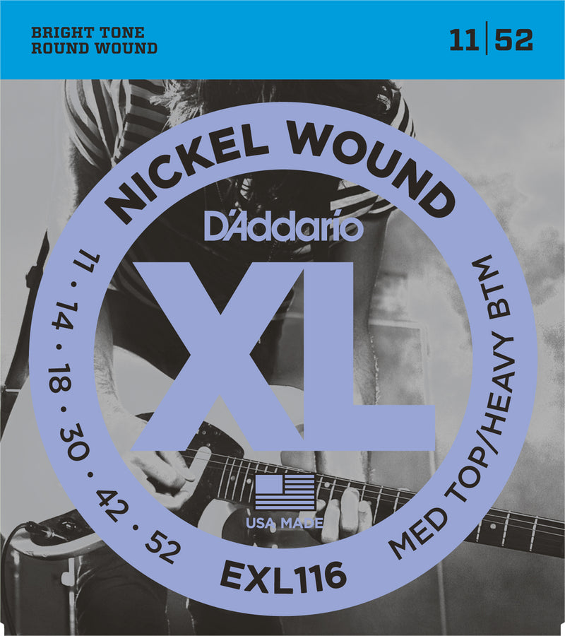 D'Addario Nickel Wound Strings, Medium Top/Heavy Bottom, 11-52