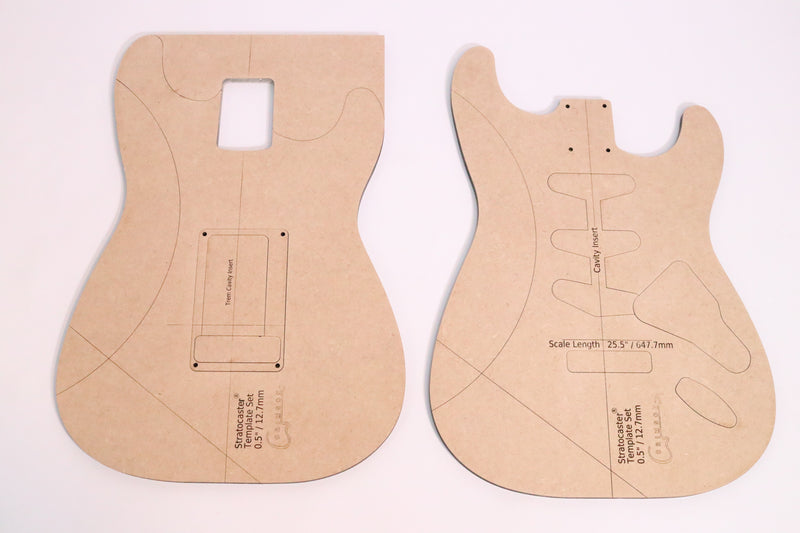 Template Set - Fender Stratocaster Type Body  showing cavities